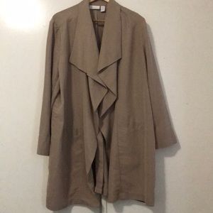 Chicos lightweight plus size tan trench coat